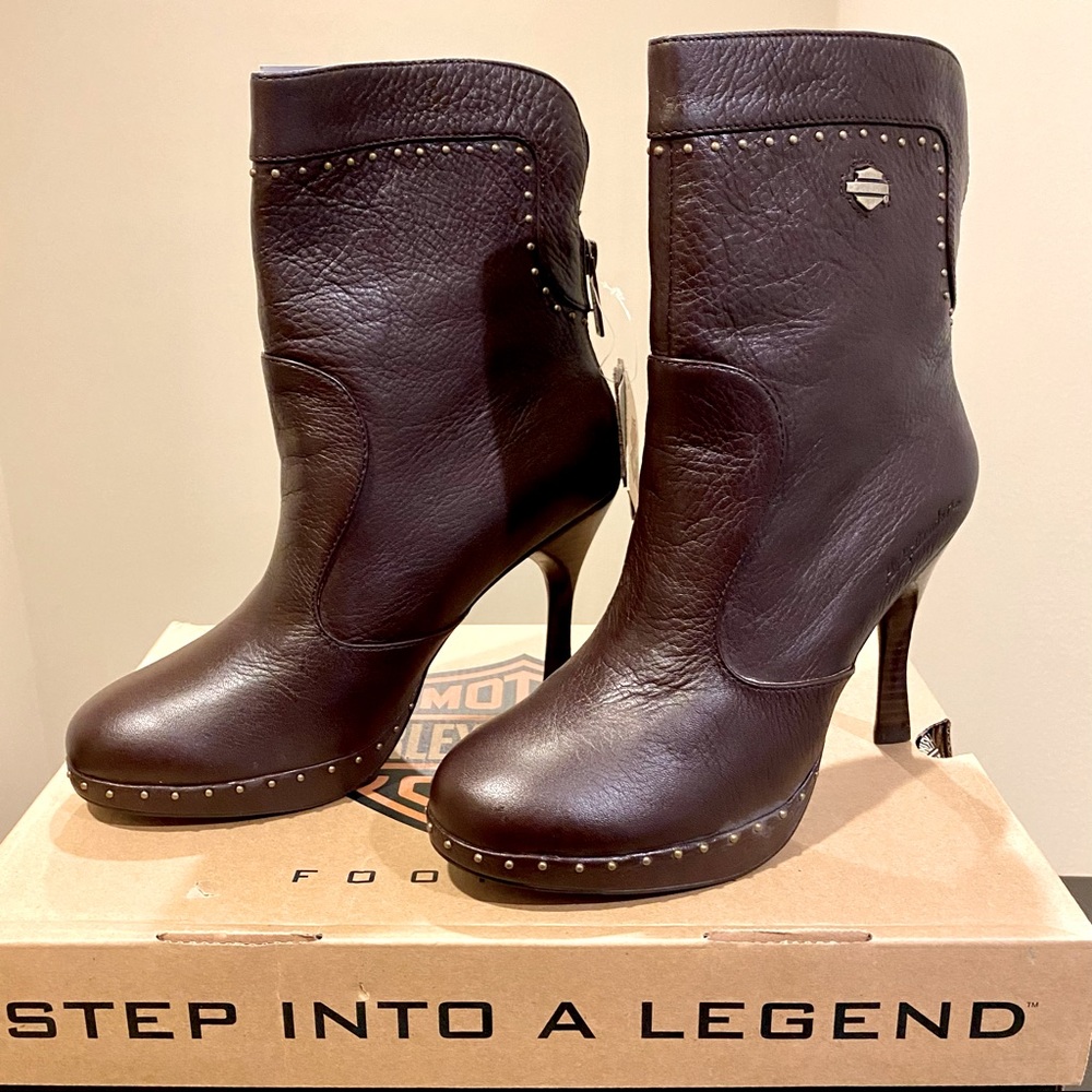 Harley-Davidson Lizabeth Stud Stiletto Ankle Boots - Rare find!